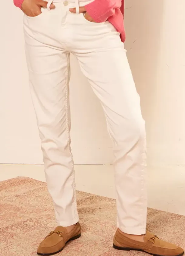 Sud Express Trousers & Jeans|Jean Boyfriend A Cinq Poches Ecru Ben