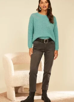 Sud Express Trousers & Jeans|Jean Boyfriend A Cinq Poches Grey Stone Ben
