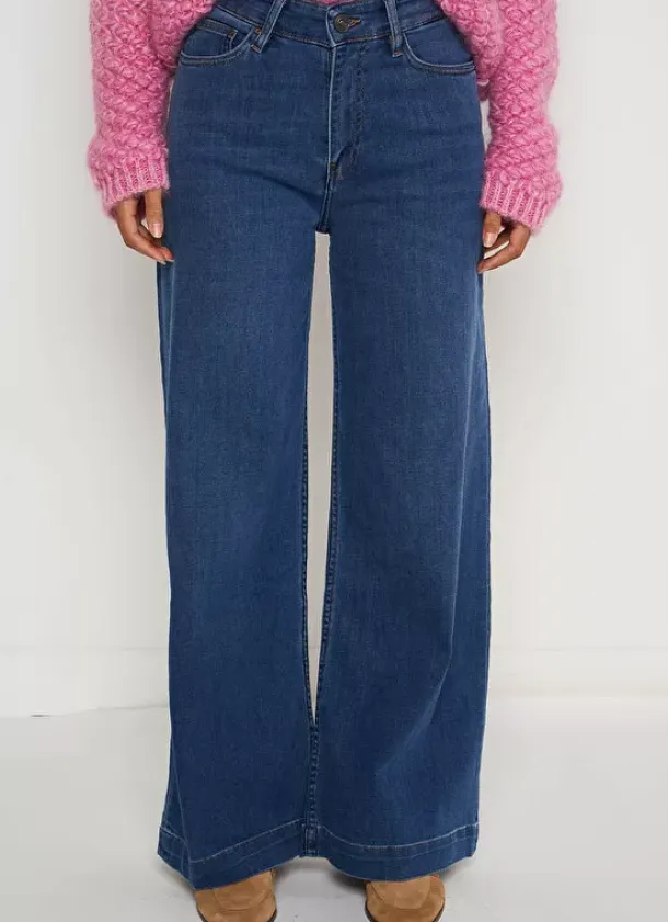 Sud Express Trousers & Jeans|Jean Flare A Taille Haute Medium Stone Lyla