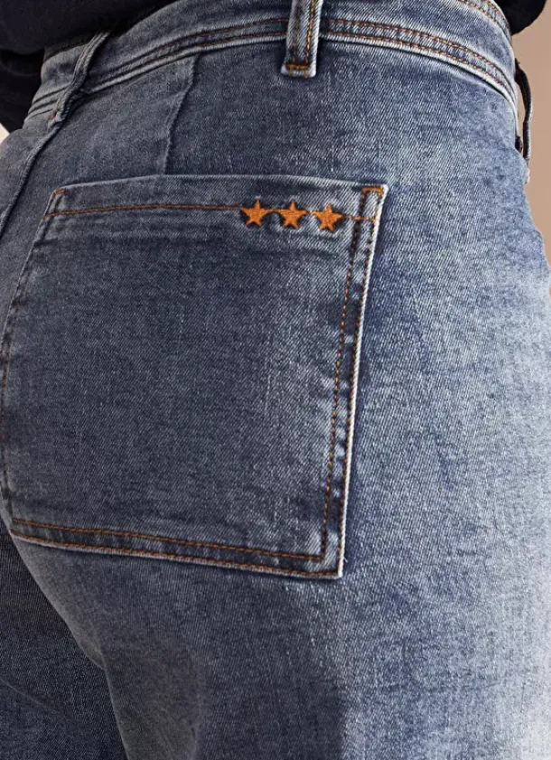 Sud Express Trousers & Jeans|Jean Large, Taille Haute Sans Coutures Sur Les Cotes Medium Dark Sto Clara