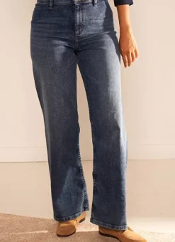 Sud Express Trousers & Jeans|Jean Large, Taille Haute Sans Coutures Sur Les Cotes Medium Dark Sto Clara