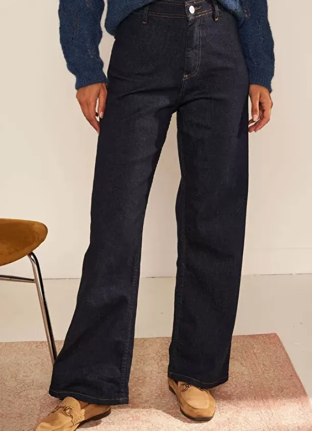 Sud Express Trousers & Jeans|Jean Large, Taille Haute Sans Coutures Sur Les Cotes Brut Clara