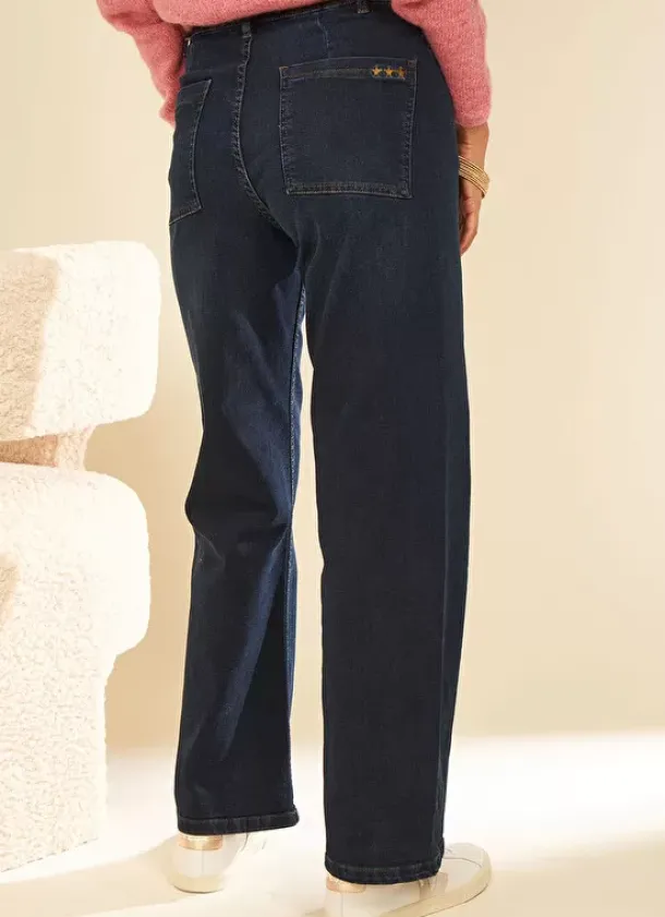 Sud Express Trousers & Jeans|Jean Large, Taille Haute Sans Coutures Sur Les Cotes Dark Stone Clara