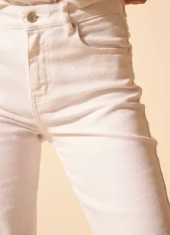 Sud Express Trousers & Jeans|Jean Taille Haute Cinq Poches Ecru Debby