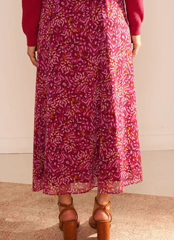 Sud Express Skirts & Shorts|Jupe Longue Imprimee Avec Fente Framboise Jalorie