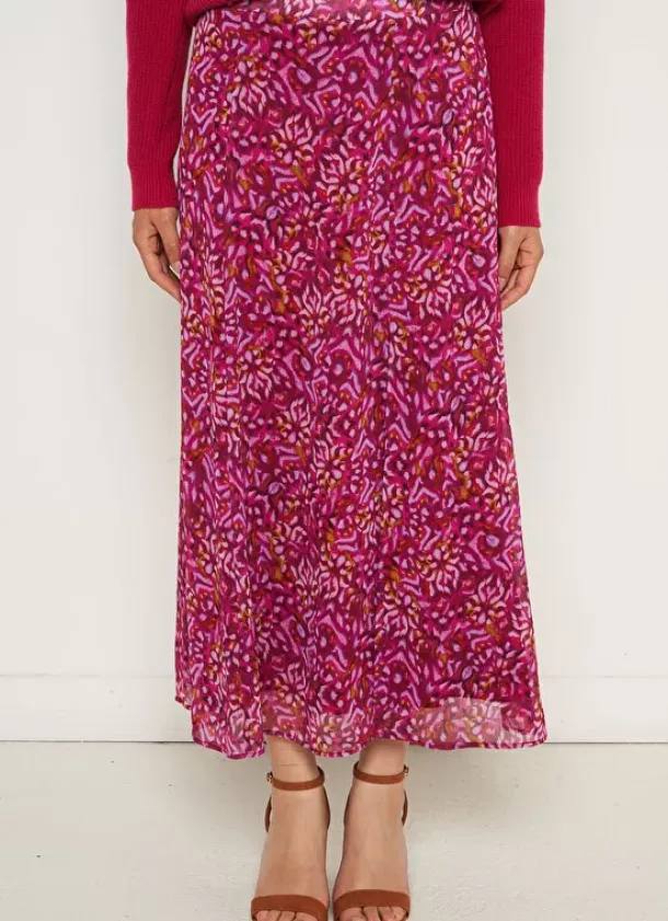 Sud Express Skirts & Shorts|Jupe Longue Imprimee Avec Fente Framboise Jalorie