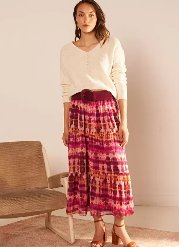 Sud Express Skirts & Shorts|Jupe Longue Imprimee Framboise Jalanque