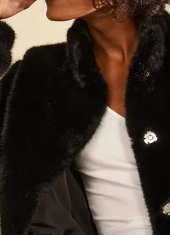 Sud Express Jackets & Coats|Manteau Court En Fausse Fourrure Noir Mucyli