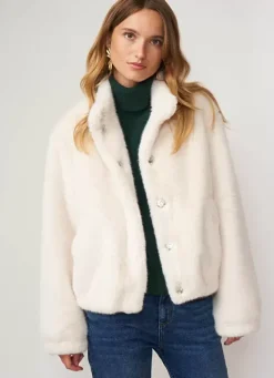 Sud Express Jackets & Coats|Manteau Court En Fausse Fourrure Craie Mucyli
