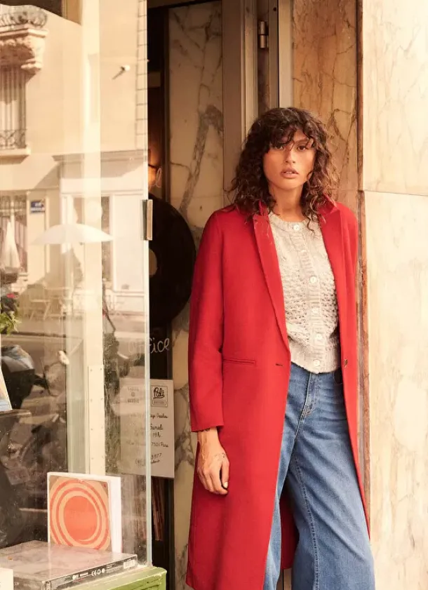 Sud Express Jackets & Coats|Manteau En Laine Framboise Metoile