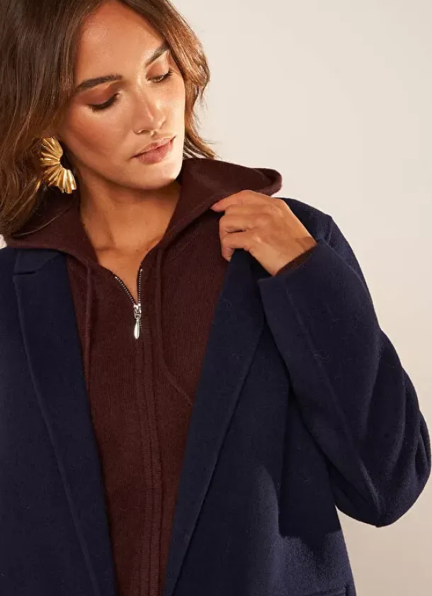 Sud Express Jackets & Coats|Manteau En Laine Marine Metoile