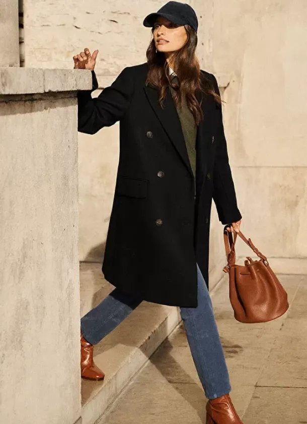 Sud Express Jackets & Coats|Manteau En Laine Noir Masical