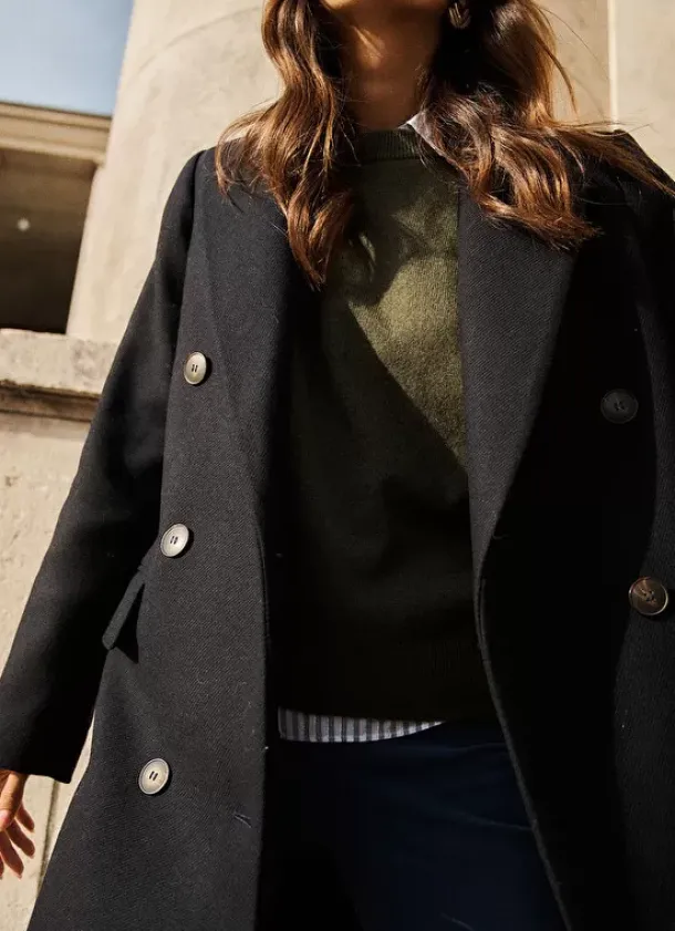 Sud Express Jackets & Coats|Manteau En Laine Noir Masical