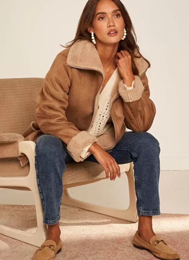 Sud Express Jackets & Coats|Manteau Fausse Fourrure Camel Myan