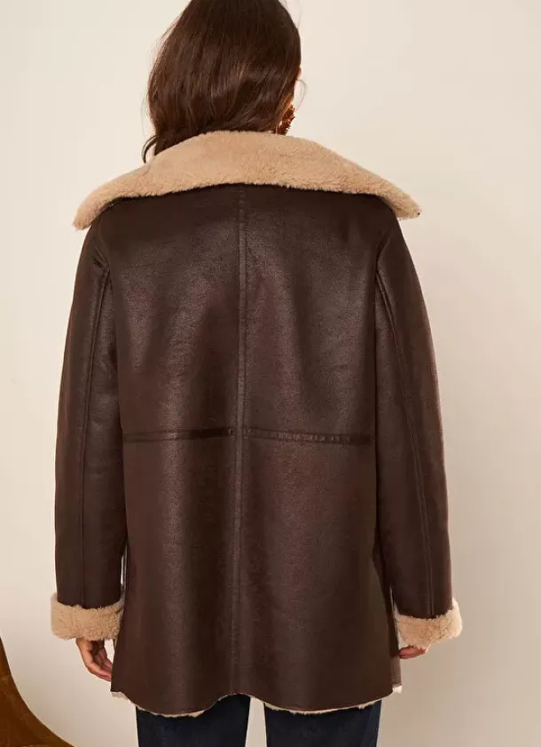 Sud Express Jackets & Coats|Manteau Fausse Fourrure Chocolat Myan