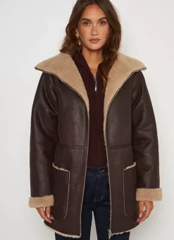 Sud Express Jackets & Coats|Manteau Fausse Fourrure Chocolat Myan