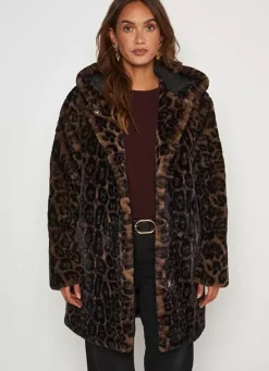 Sud Express Jackets & Coats|Manteau Fausse Fourrure Leopard Camel Mialys