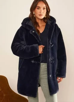 Sud Express Jackets & Coats|Manteau Mi Long En Fausse Fourrure Marine Mia