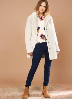 Sud Express Jackets & Coats|Manteau Mi-Long En Fausse Fourrure Craie Mampini