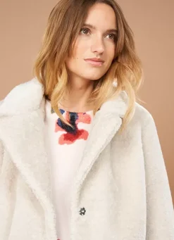 Sud Express Jackets & Coats|Manteau Mi-Long En Fausse Fourrure Craie Mampini