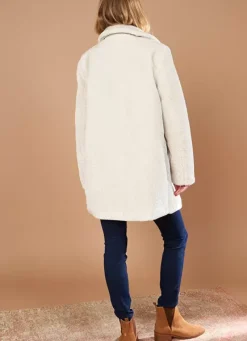 Sud Express Jackets & Coats|Manteau Mi-Long En Fausse Fourrure Craie Mampini