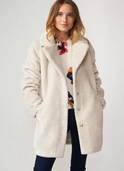 Sud Express Jackets & Coats|Manteau Mi-Long En Fausse Fourrure Craie Mampini