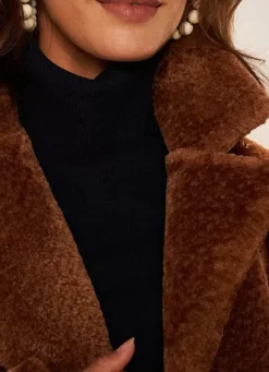 Sud Express Jackets & Coats|Manteau Mi-Long En Fausse Fourrure Camel Mampini
