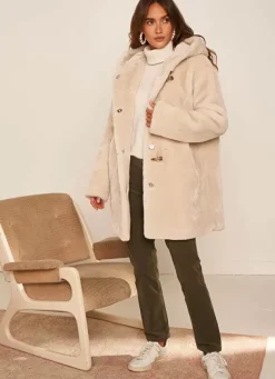 Sud Express Jackets & Coats|Manteau Mi-Long En Fausse Fourrure Sable Mia