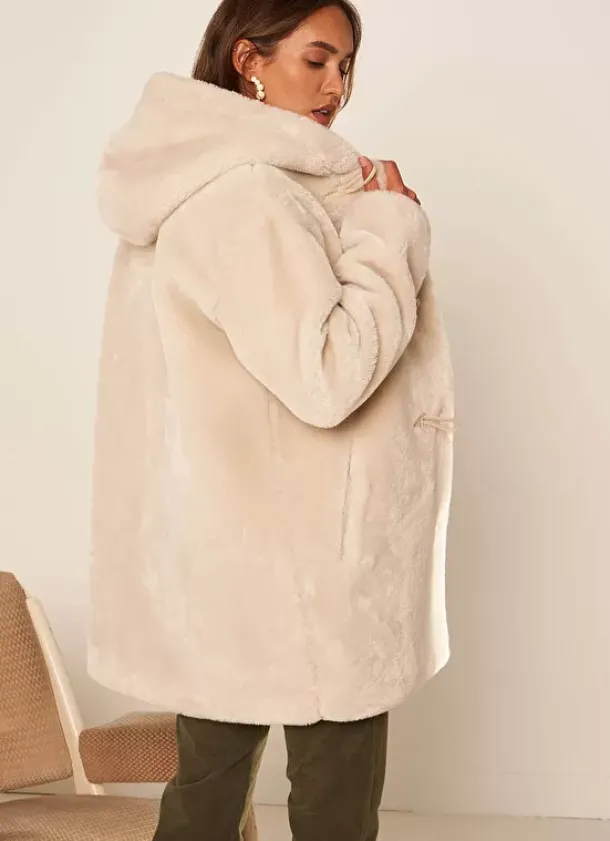 Sud Express Jackets & Coats|Manteau Mi-Long En Fausse Fourrure Sable Mia