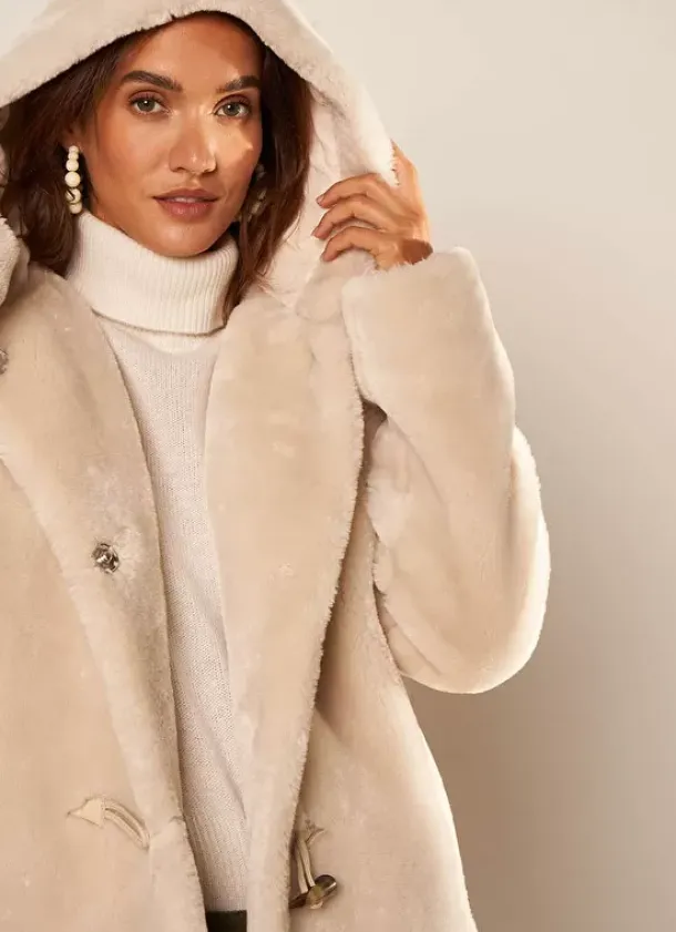 Sud Express Jackets & Coats|Manteau Mi-Long En Fausse Fourrure Sable Mia