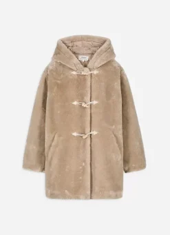 Sud Express Jackets & Coats|Manteau Mi-Long En Fausse Fourrure Sable Mia