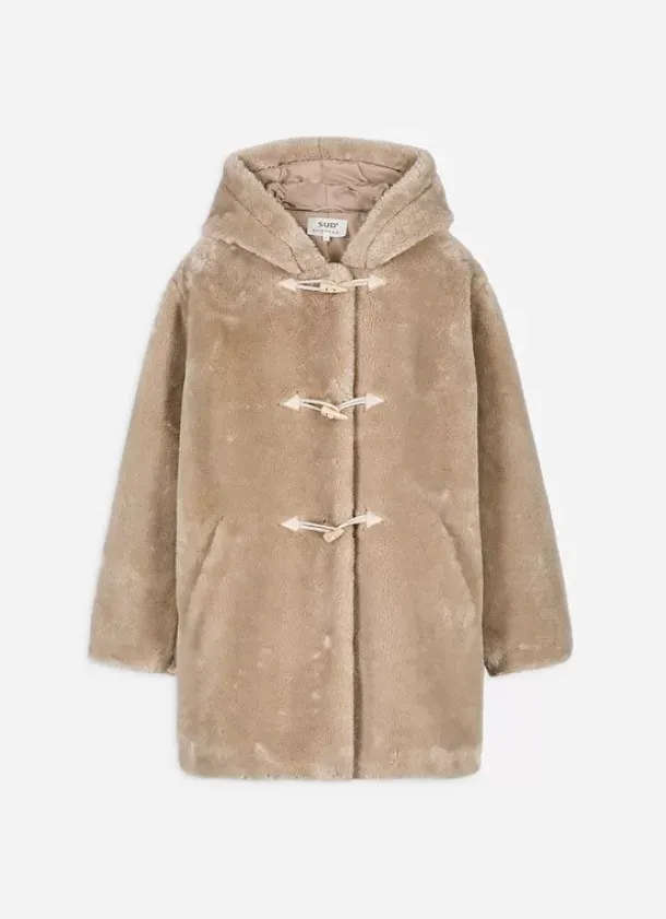 Sud Express Jackets & Coats|Manteau Mi-Long En Fausse Fourrure Sable Mia