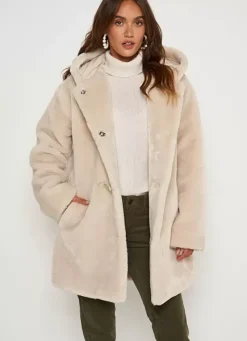Sud Express Jackets & Coats|Manteau Mi-Long En Fausse Fourrure Sable Mia