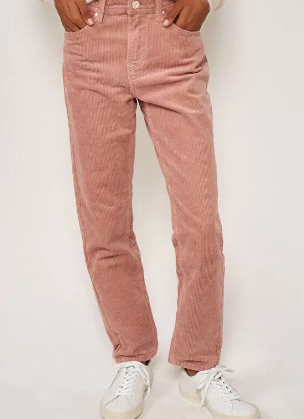 Sud Express Trousers & Jeans|Pantalon Boyfriend Velours Bois De Rose Pavlina