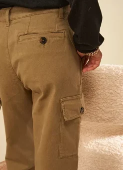Sud Express Trousers & Jeans|Pantalon Cargo Taille Haute Kaki Pargo