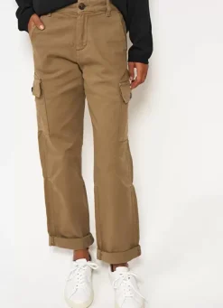 Sud Express Trousers & Jeans|Pantalon Cargo Taille Haute Kaki Pargo