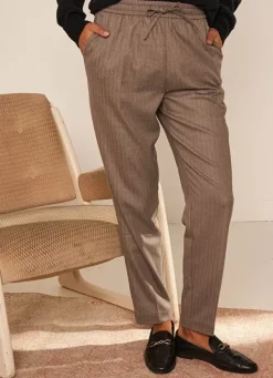 Sud Express Trousers & Jeans|Pantalon Coupe Jogging Beige Chine Parina