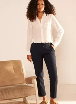 Sud Express Trousers & Jeans|Pantalon De Ville Taille Elastiquee Marine Padisto