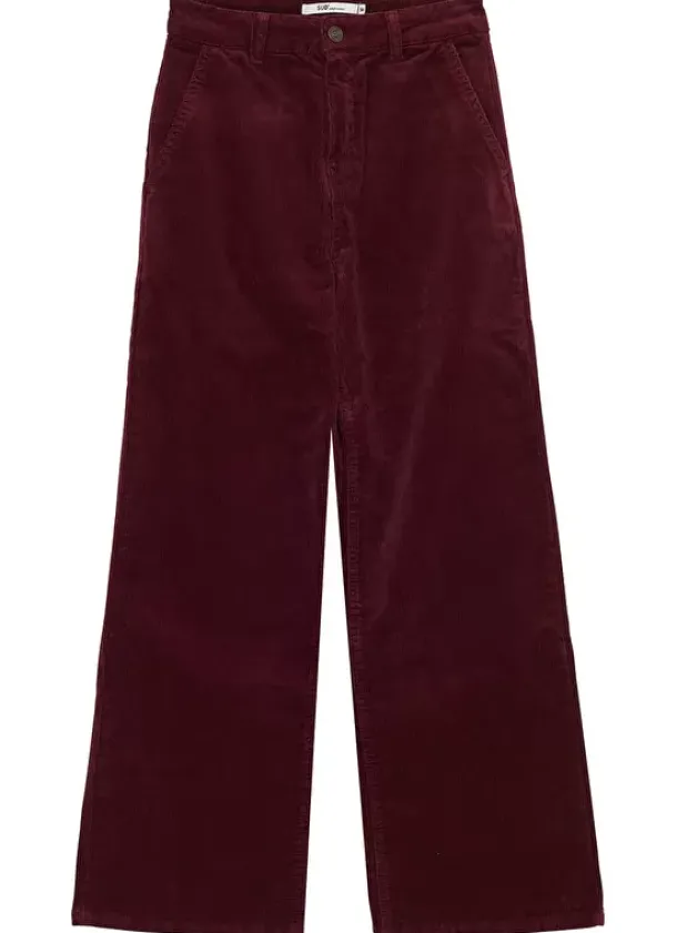 Sud Express Trousers & Jeans|Pantalon Droit Taille Haute En Velours Cotele Bordeaux Passyla