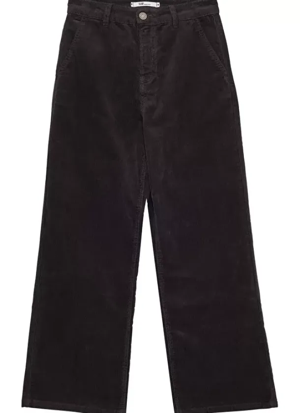 Sud Express Trousers & Jeans|Pantalon Droit Taille Haute En Velours Cotele Plomb Passyla