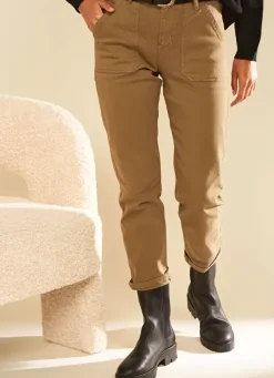 Sud Express Trousers & Jeans|Pantalon Taille Medium Kaki Peracles