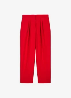 Sud Express Trousers & Jeans|Pantalon Tailleur Taille Haute Rouge Pasalta