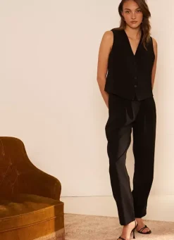 Sud Express Trousers & Jeans|Pantalon Tailleur Taille Haute Noir Pasalta