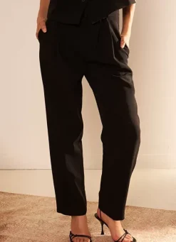 Sud Express Trousers & Jeans|Pantalon Tailleur Taille Haute Noir Pasalta