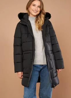 Sud Express Jackets & Coats|Parka A Capuche Manches Longues Noir Vokita