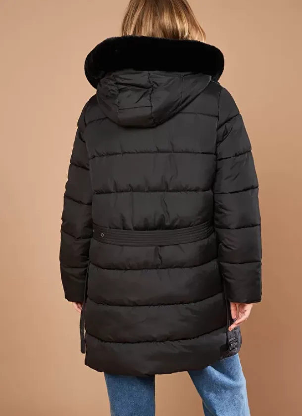Sud Express Jackets & Coats|Parka A Capuche Manches Longues Noir Vokita