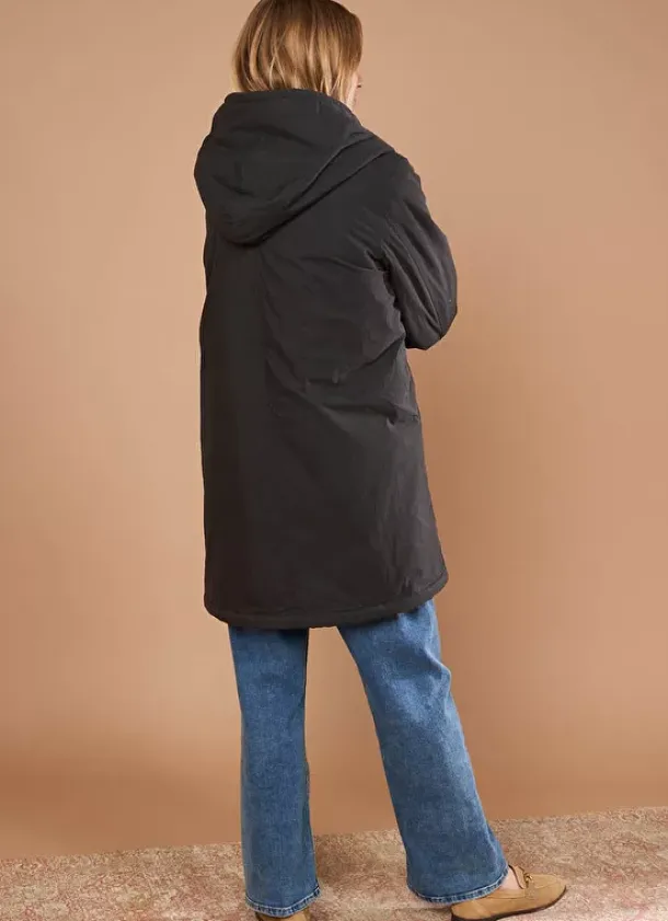 Sud Express Jackets & Coats|Parka A Capuche Noir Velane