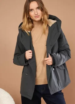 Sud Express Jackets & Coats|Parka A Capuche Plomb Vlasdi