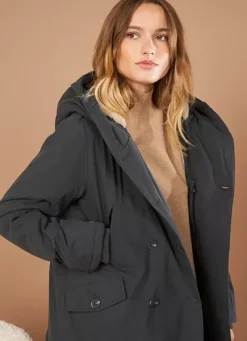 Sud Express Jackets & Coats|Parka A Capuche Plomb Vlasdi