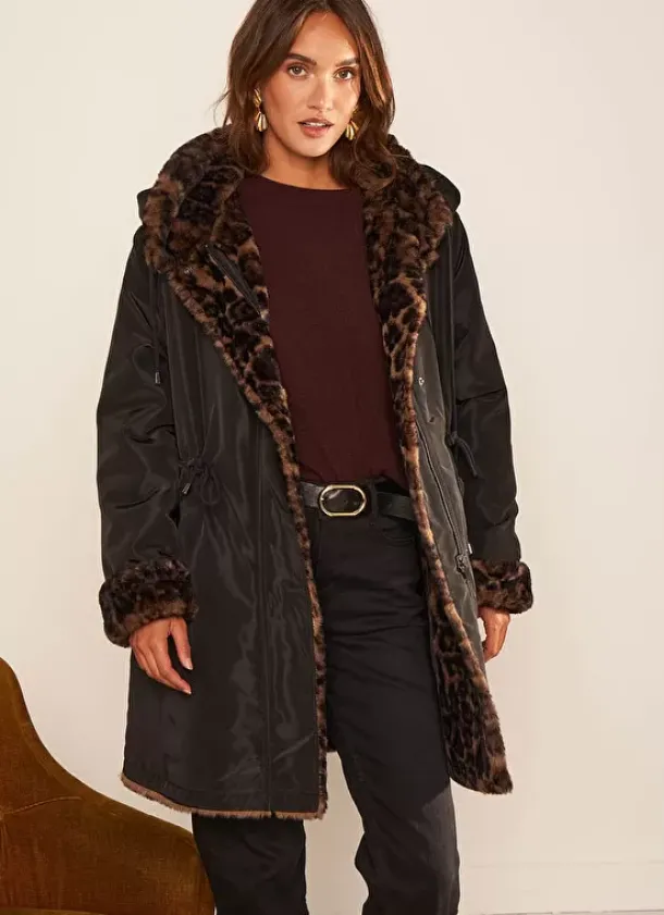 Sud Express Jackets & Coats|Parka Bi Matiere Reversible Noir Madison